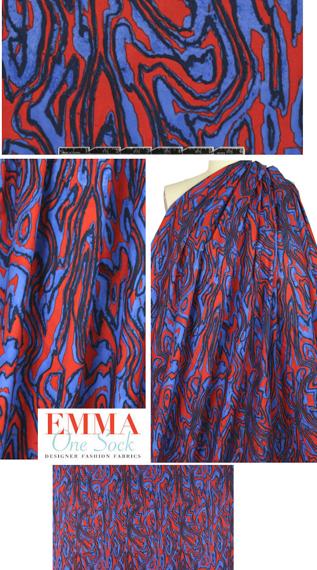 Ni1i L0tan printed cotton shirting - red/blue swirl 1.25 yds