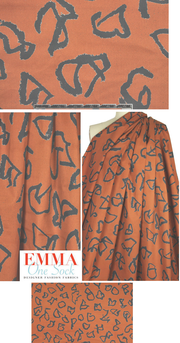 Ni1i L0tan printed cotton shirting - rust scribble