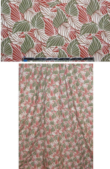 organic cotton printed lawn - leafy graphic