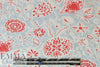 NY designer deco floral cotton poplin - blue/watermelon