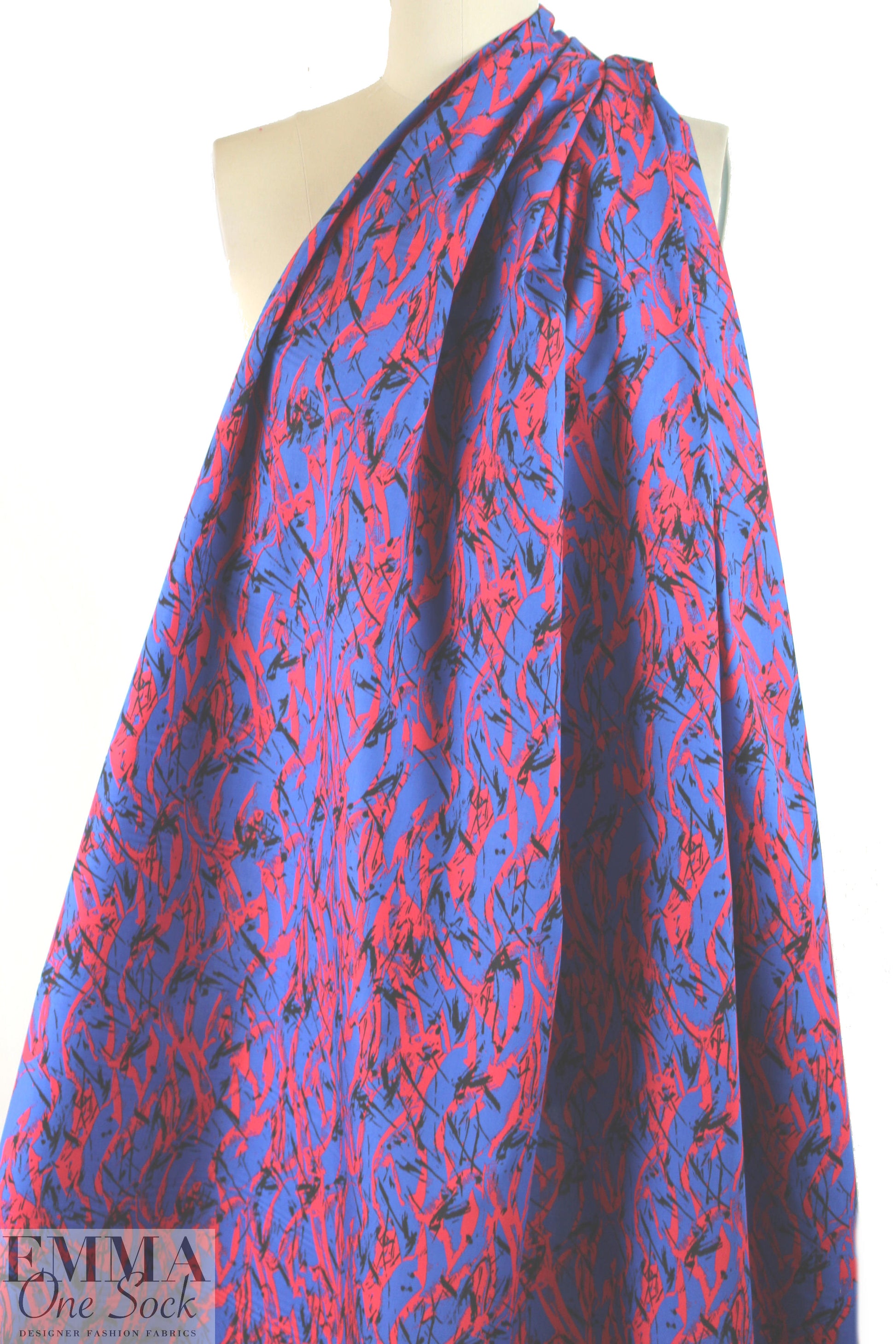 3.1 Phi11ip Lim blue/black/red abstract cotton woven