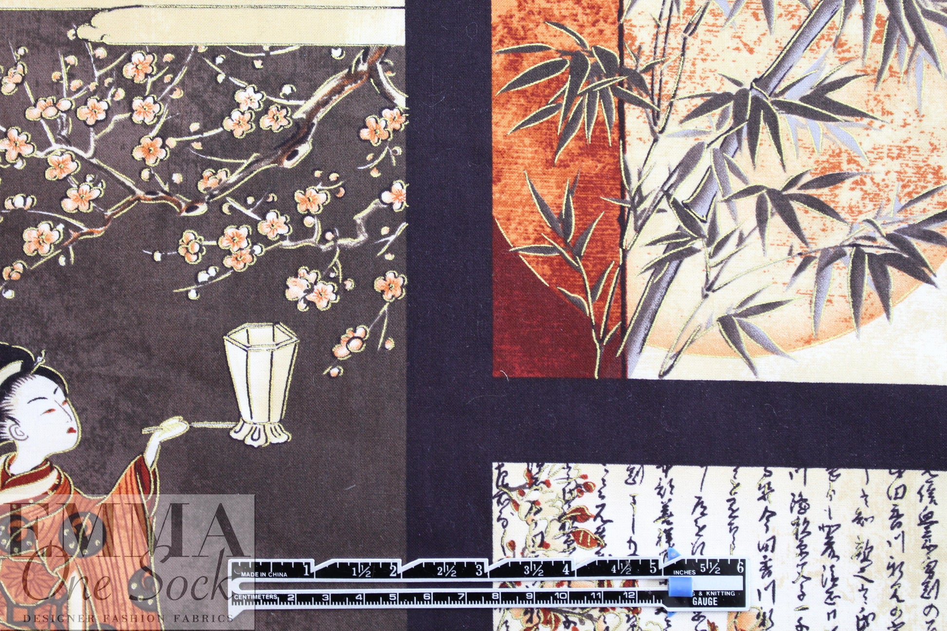 NY designer screen print Geisha cotton woven