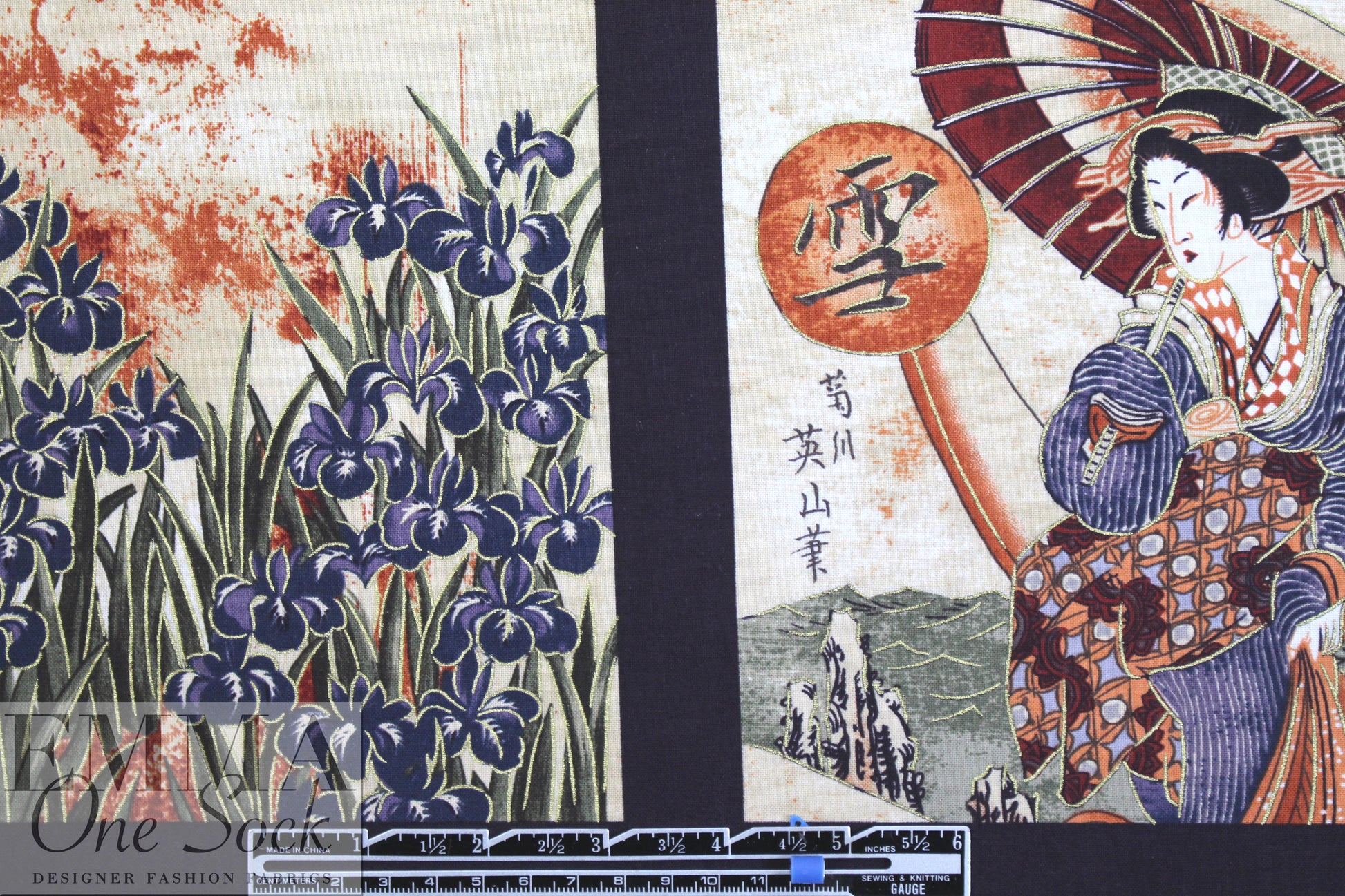 NY designer screen print Geisha cotton woven