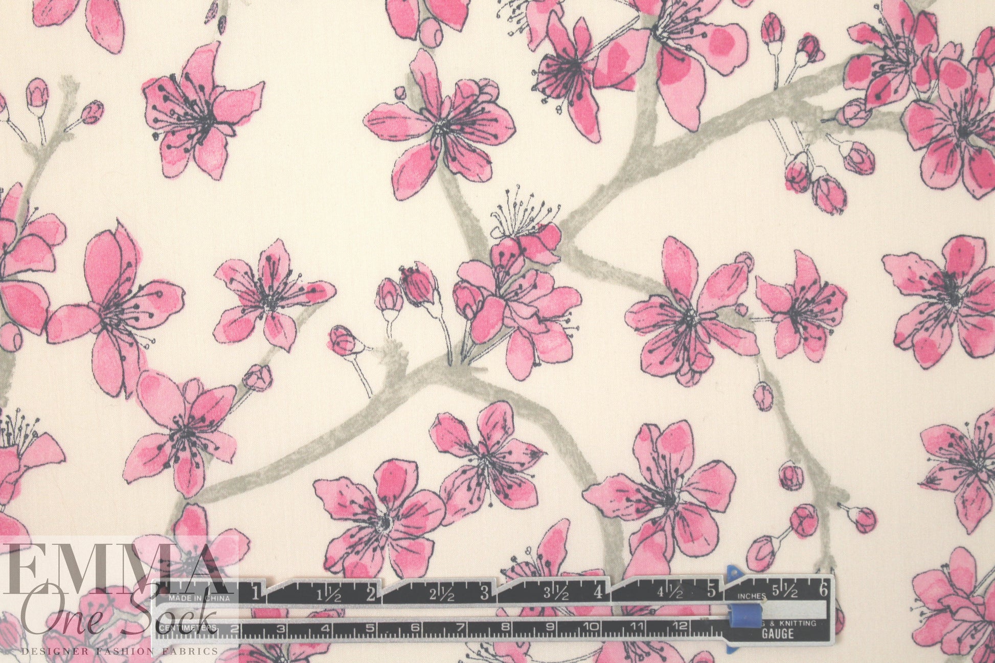 NY designer pink blossoms cotton lawn .75 yds