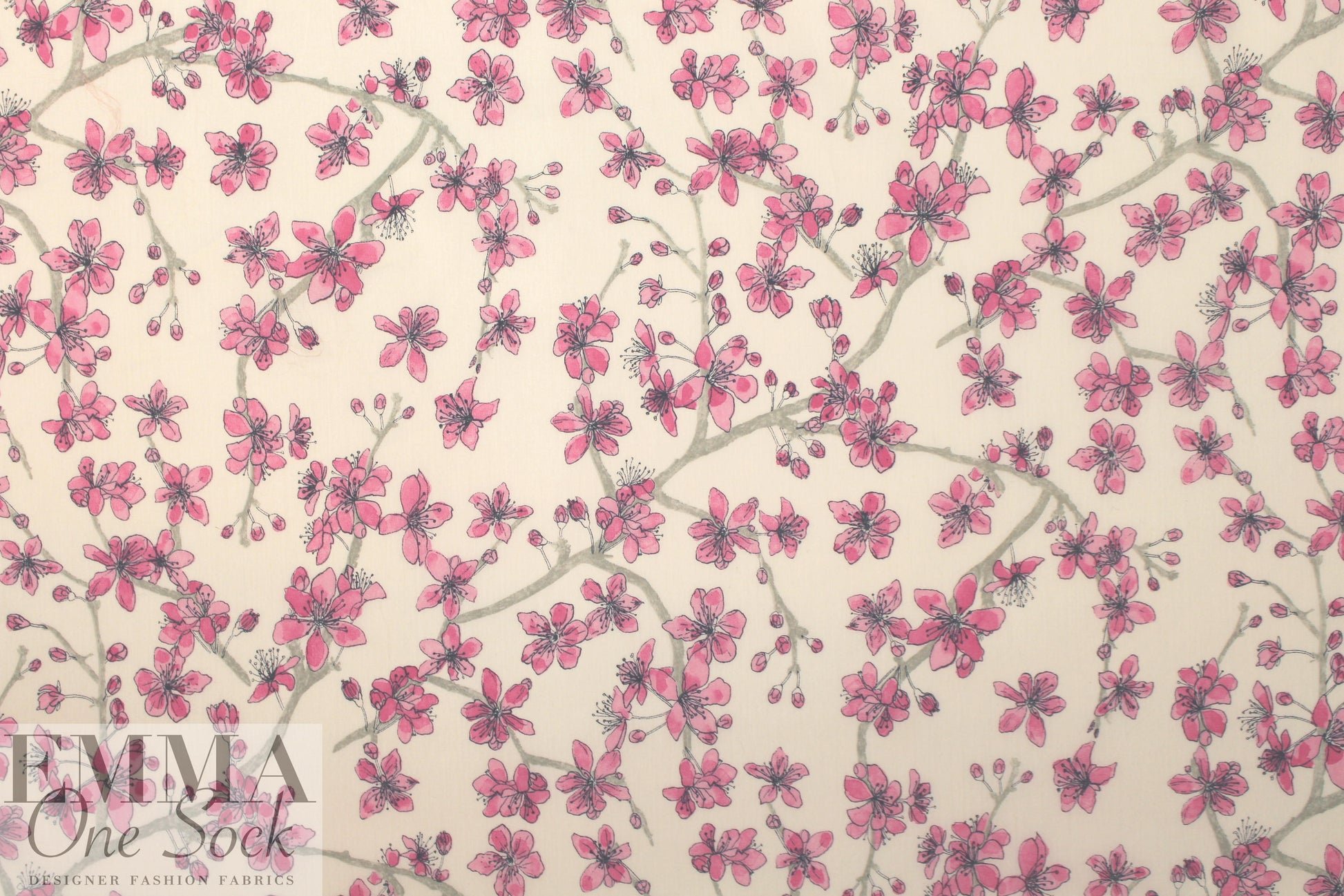 NY designer pink blossoms cotton lawn