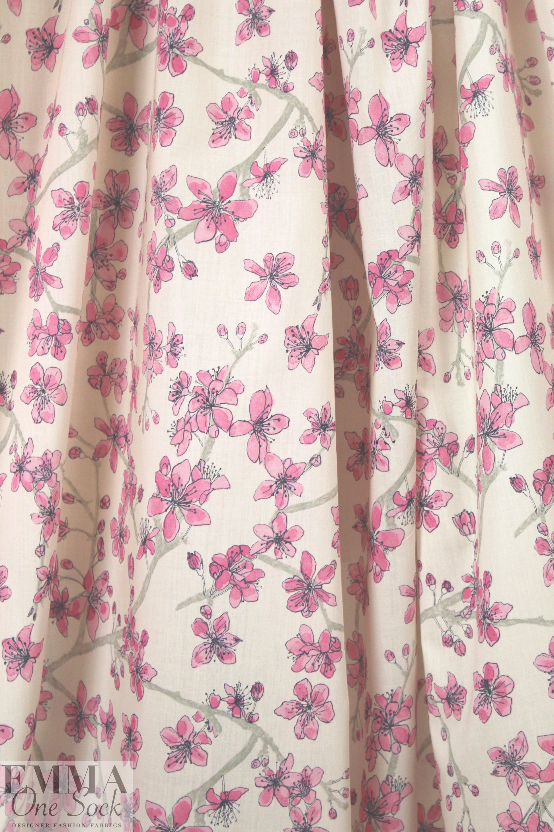 NY designer pink blossoms cotton lawn 1.25 yds