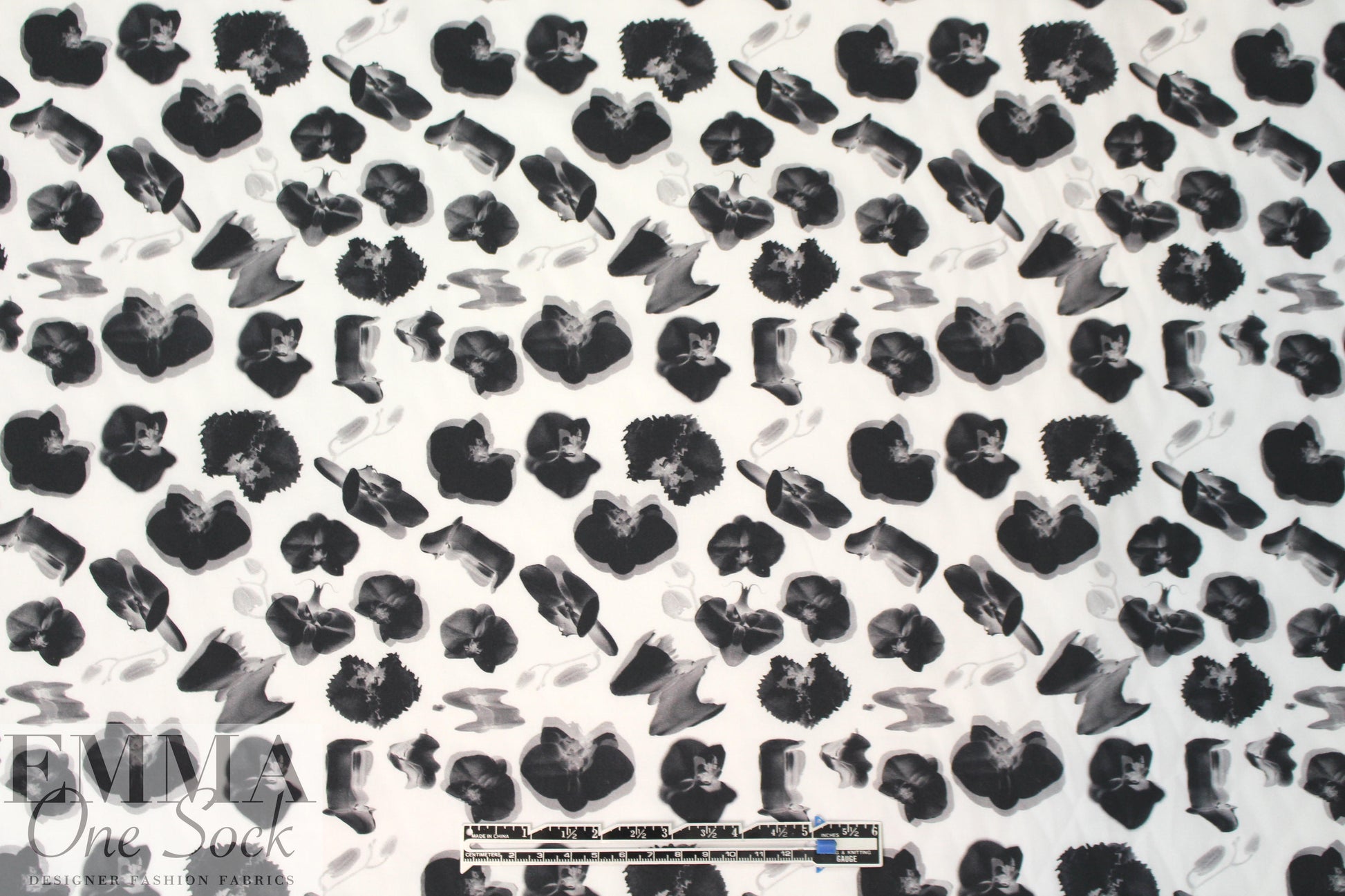 NY designer surreal flowers cotton woven