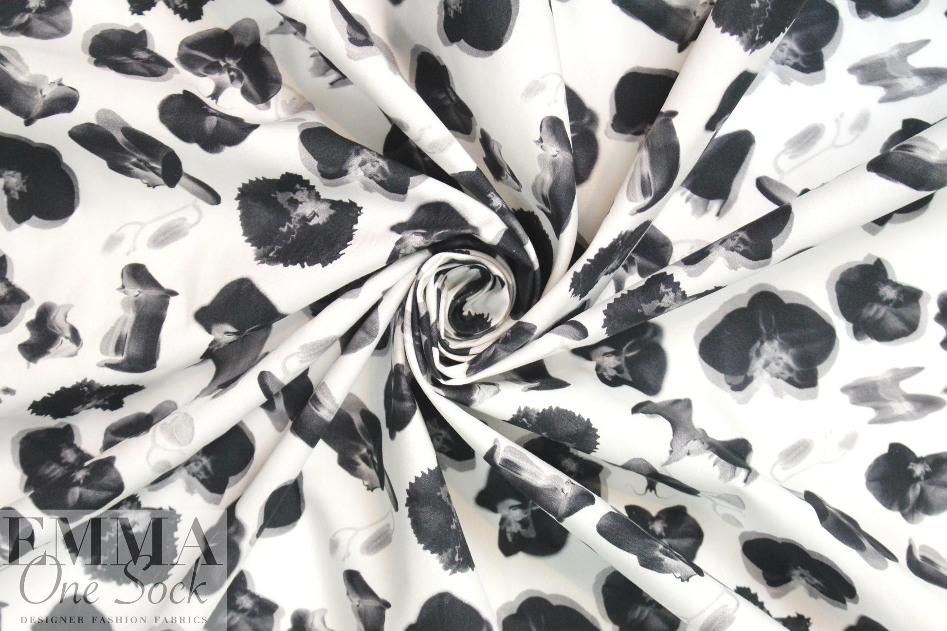 NY designer surreal flowers cotton woven