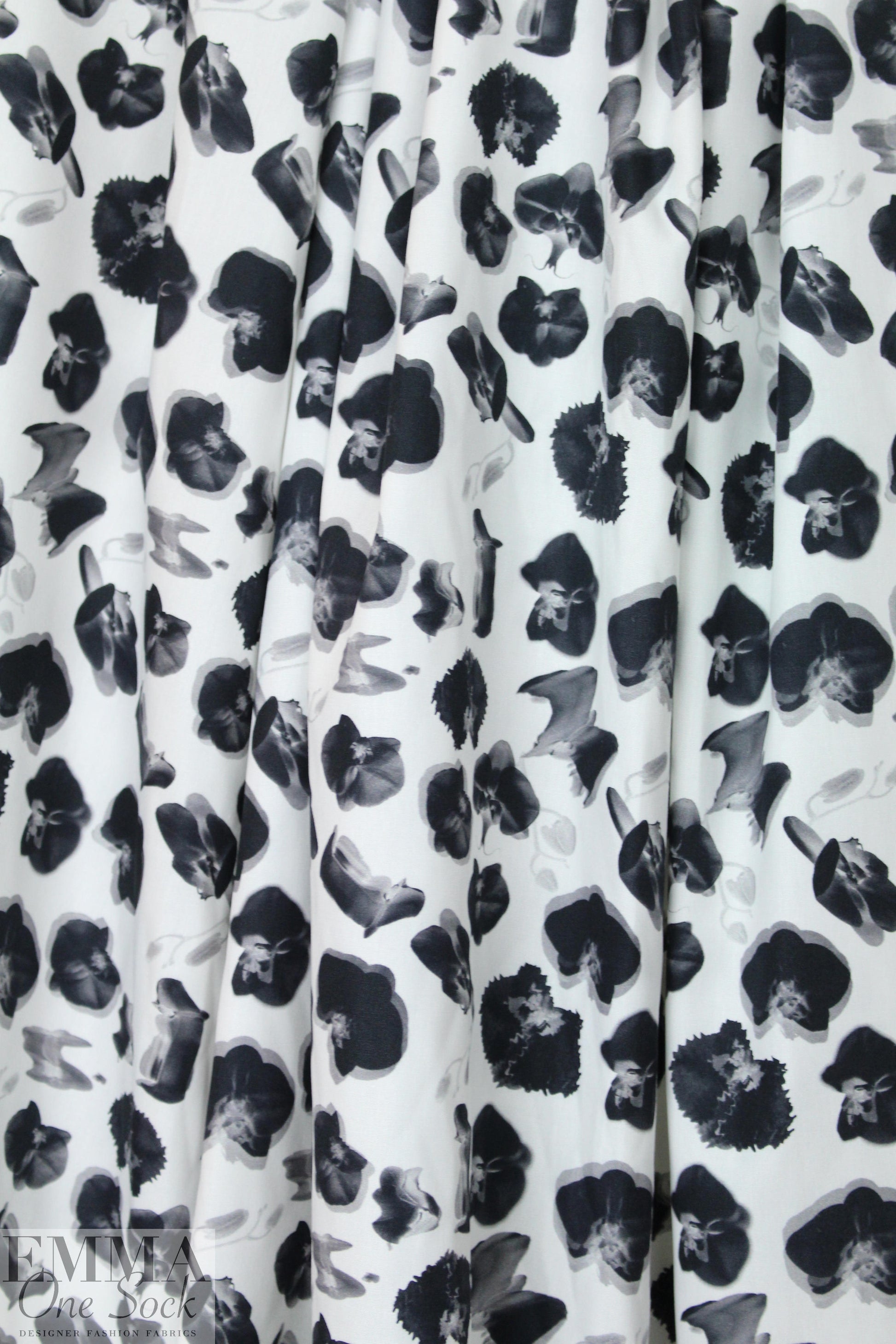 NY designer surreal flowers cotton woven