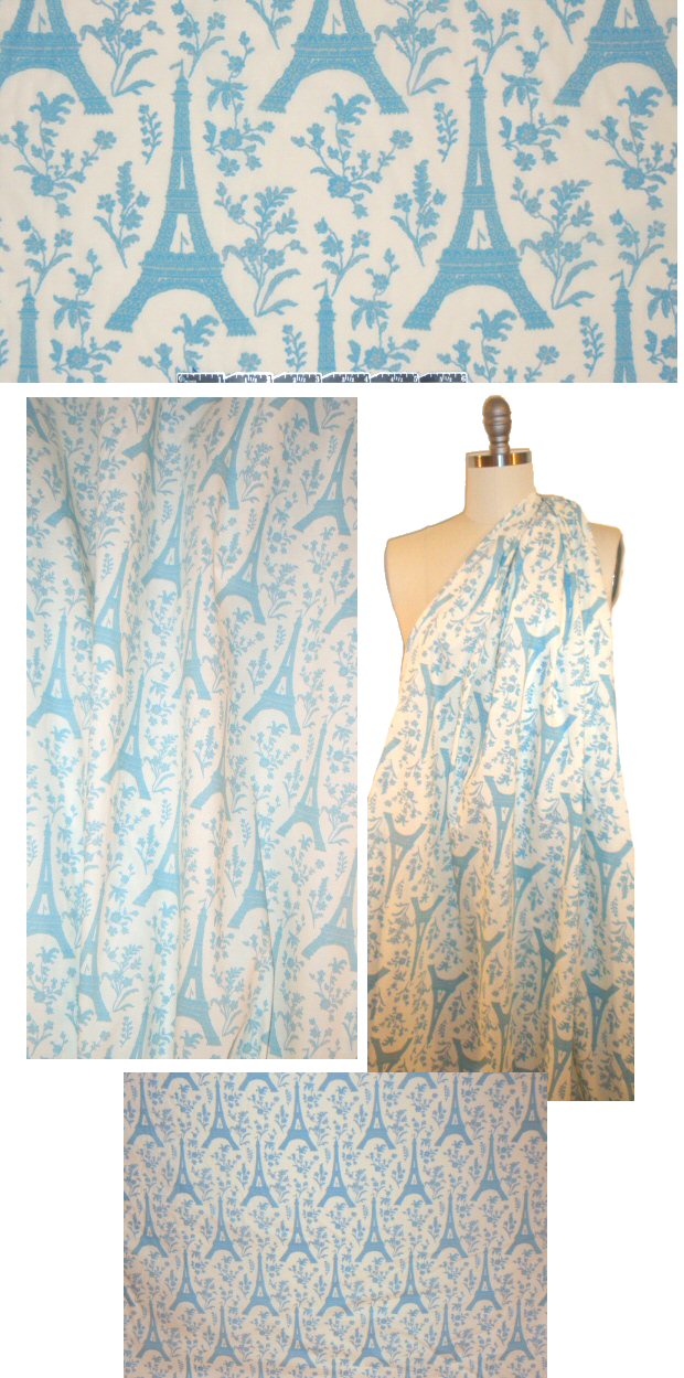 Bedhe@d Eiffel and flowers COTTON woven 2.125 yds