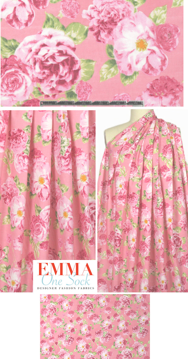 Bedhe@d pink roses cotton woven