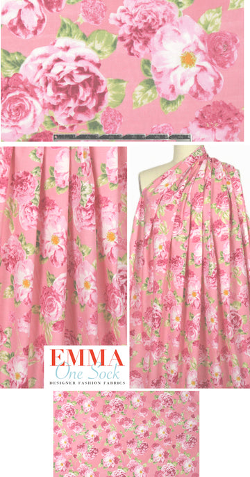 Bedhe@d pink roses cotton woven