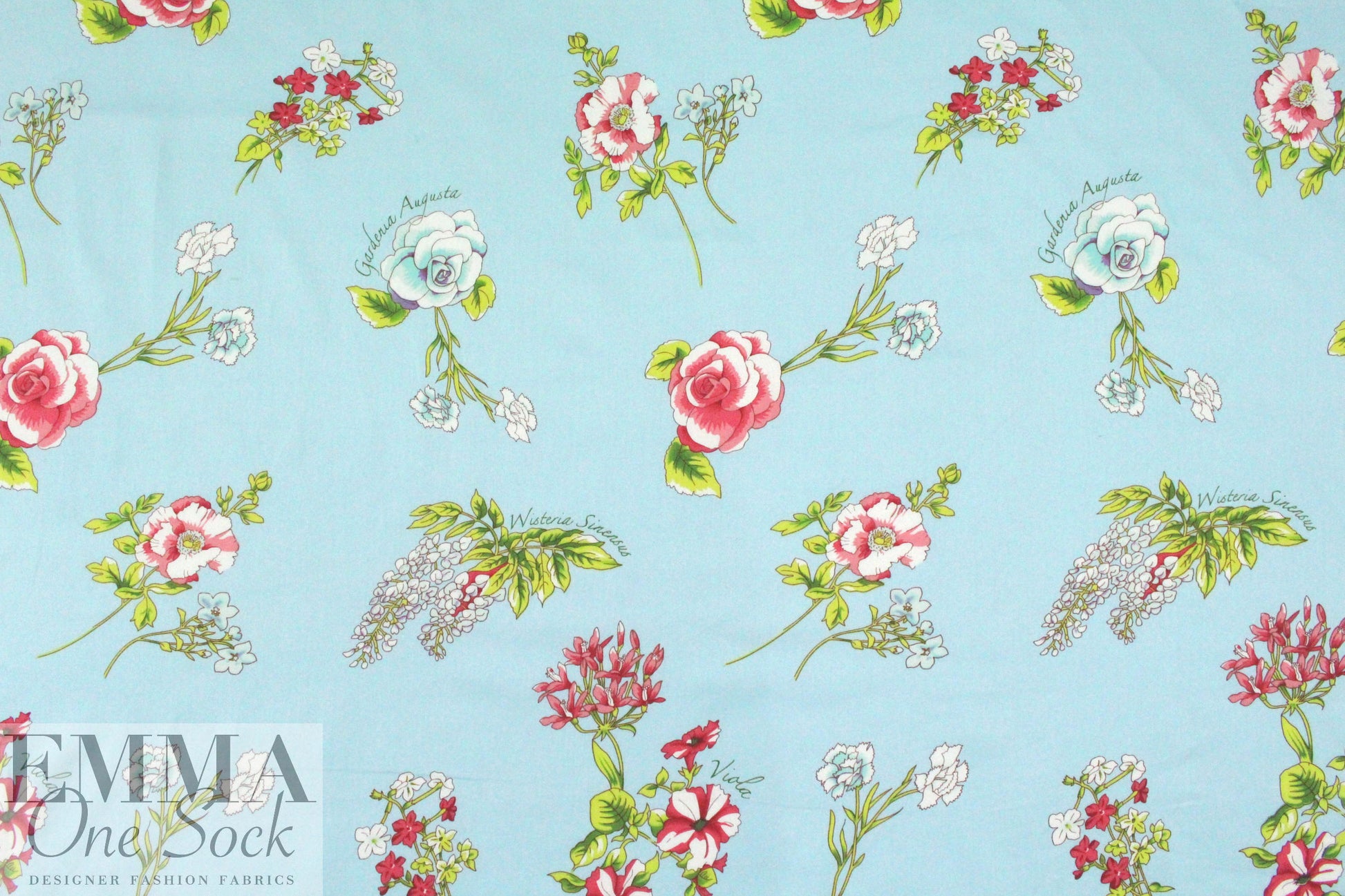 CA designer botanical drawings cotton satin shirting 1.125 yd