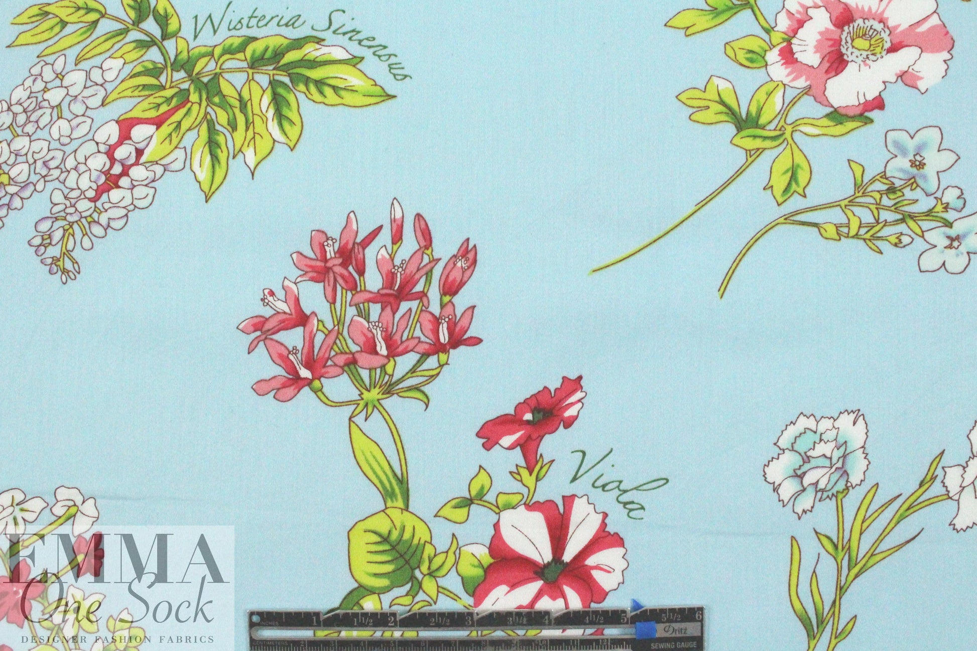CA designer botanical drawings cotton satin shirting 1.75 yd