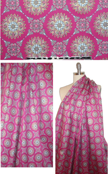 Bedhe@d pink/blue medallion COTTON woven 1.875 yd