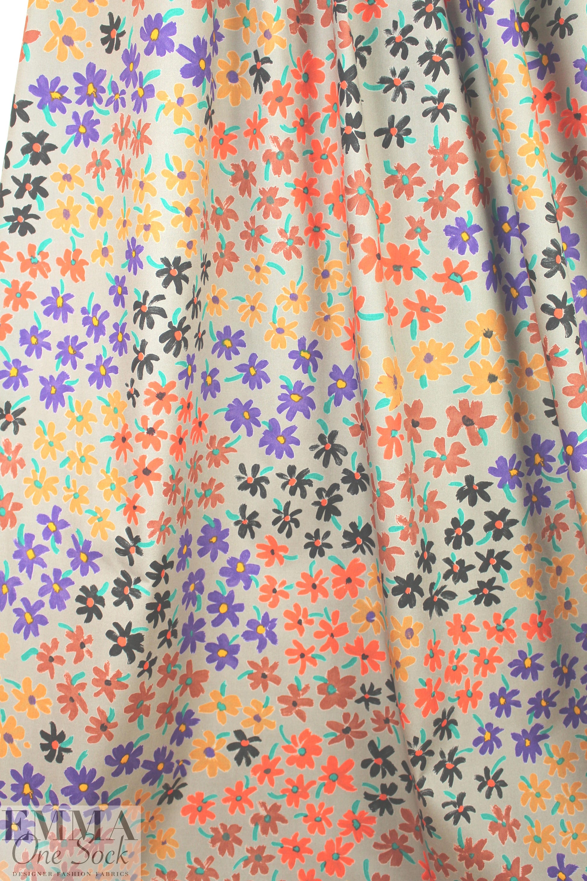 CA designer stylized flowers cotton poplin