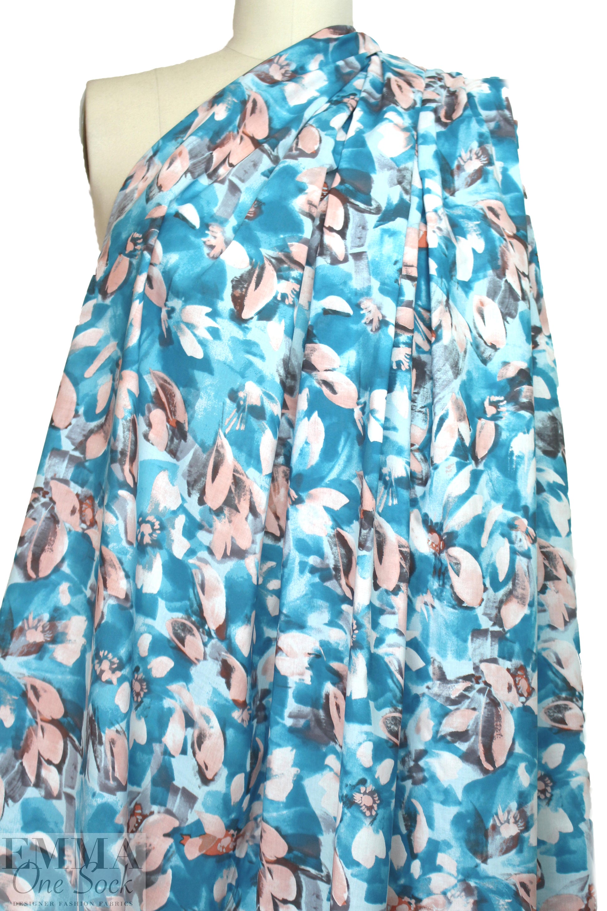Rebecca Tay1or sky/pink blush cotton lawn