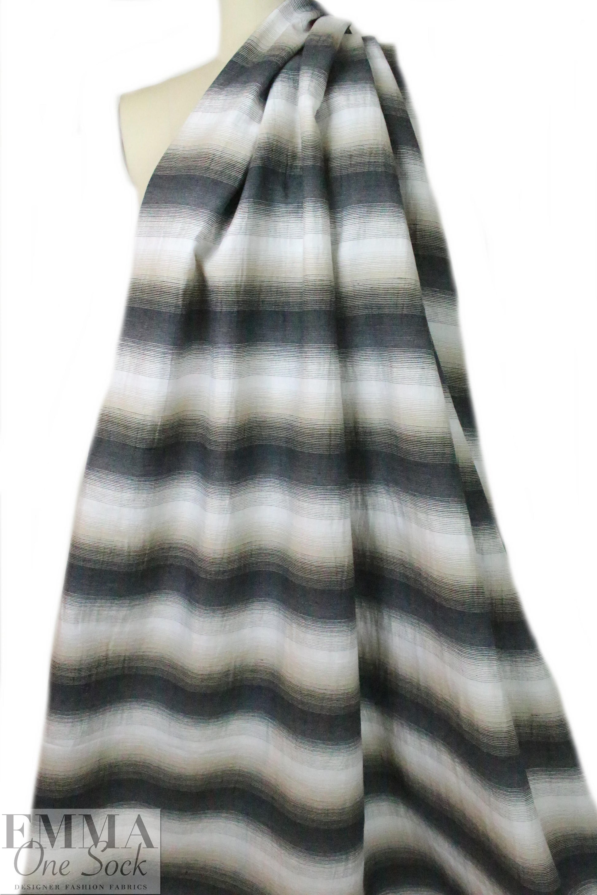 Italian cotton ombre' stripe woven - driftwood/gray