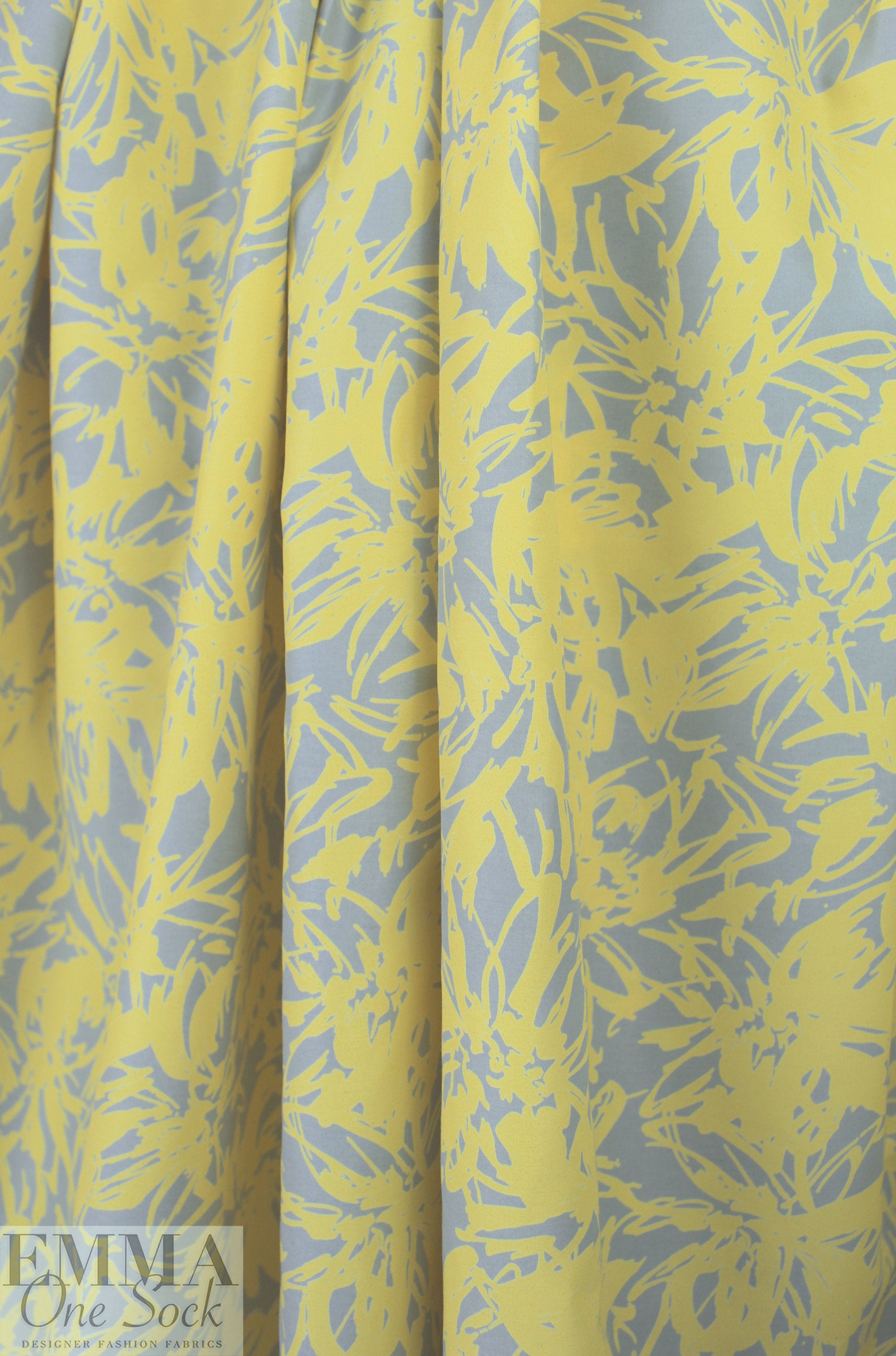 Italian cotton poplin - lemon/cool gray silhouette .5 yds