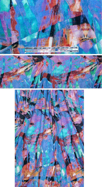 cobalt/lavender abstract art cotton/lycra woven