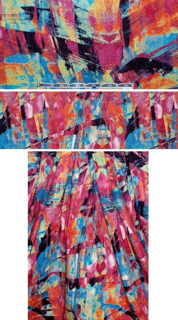 rose/dodger abstract art cotton/lycra woven 1.25 yds