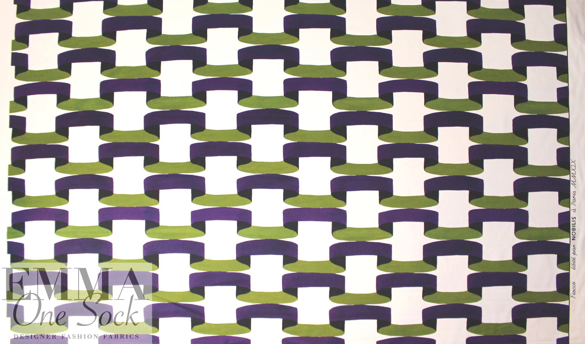 Italian bold ribbon graphic cotton sateen