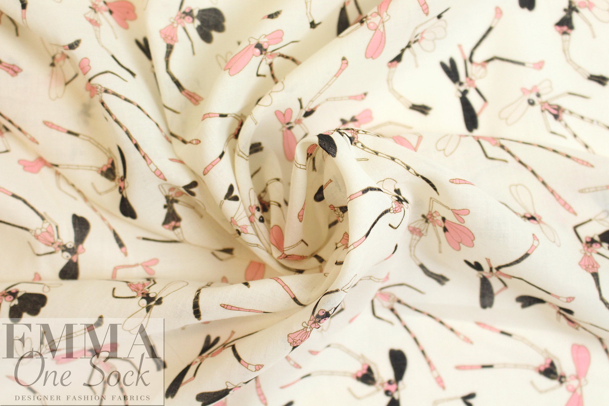 NY designer 'dancing ant-ics' cotton voile 1.66 yd