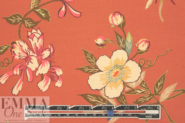 NY designer cotton 'shantung' weave - apricot garden
