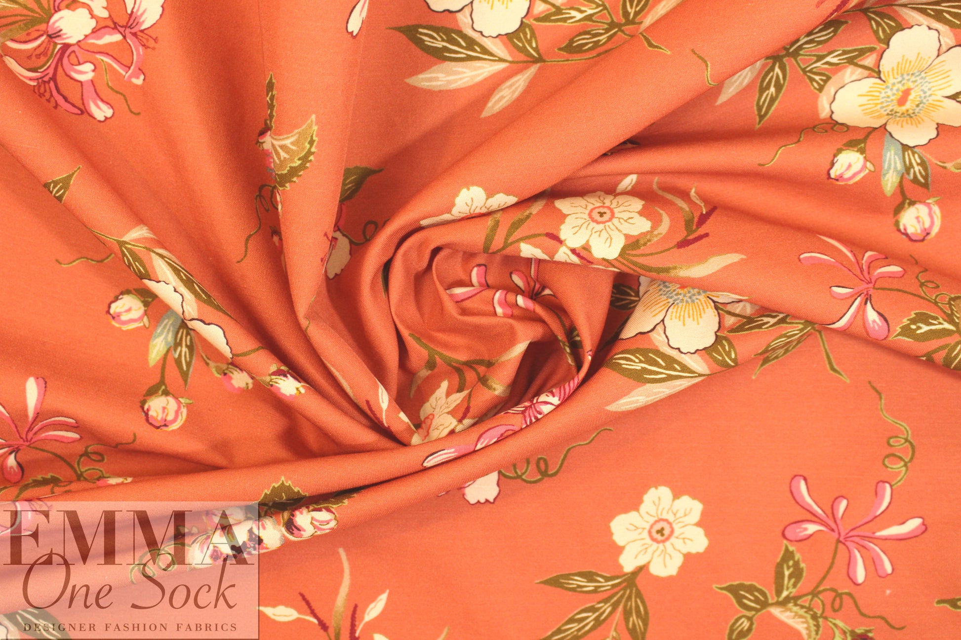 NY designer cotton 'shantung' weave - apricot garden 1.875 yd