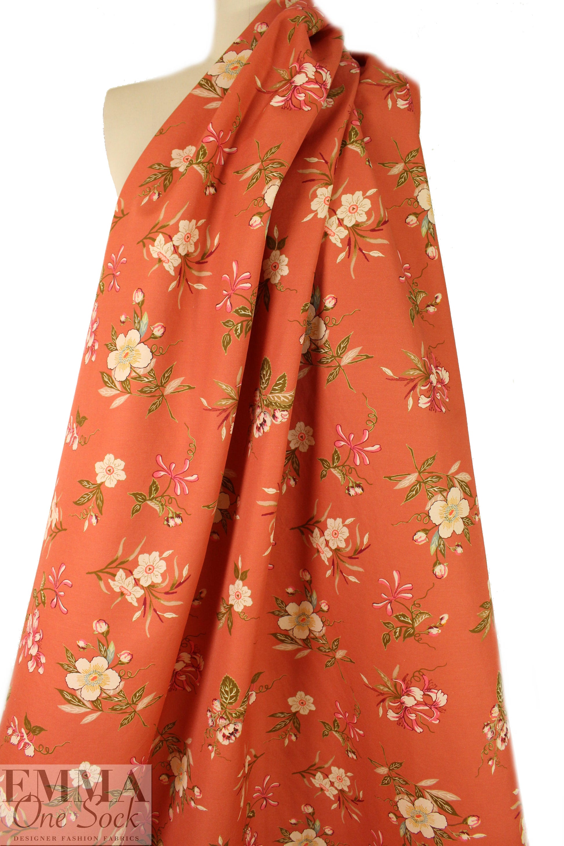 NY designer cotton 'shantung' weave - apricot garden 3 yd