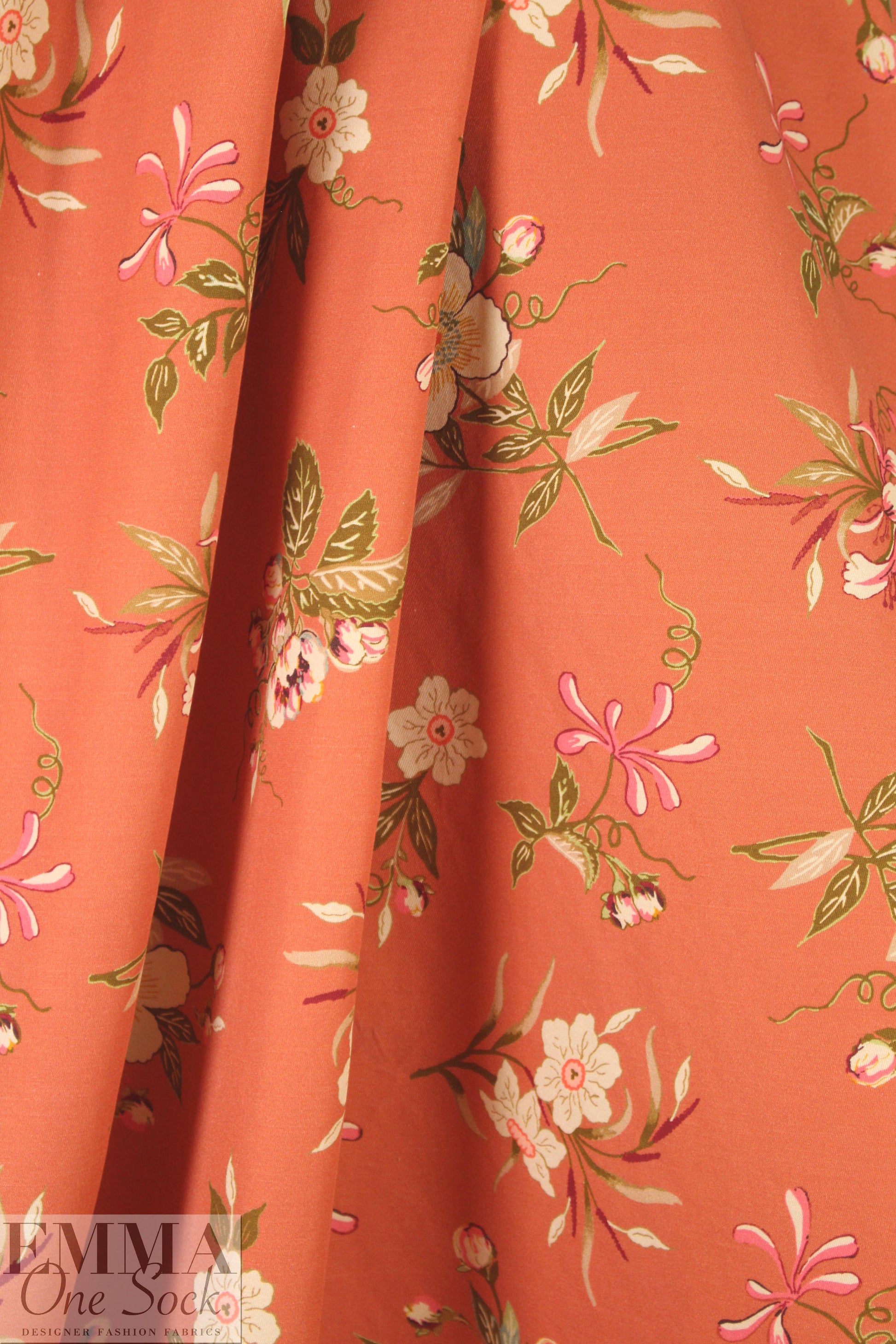 NY designer cotton 'shantung' weave - apricot garden 3 yd