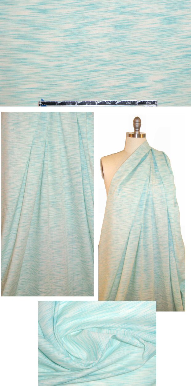 CA designer aqua/cream variegated cotton voile 1.625 yd