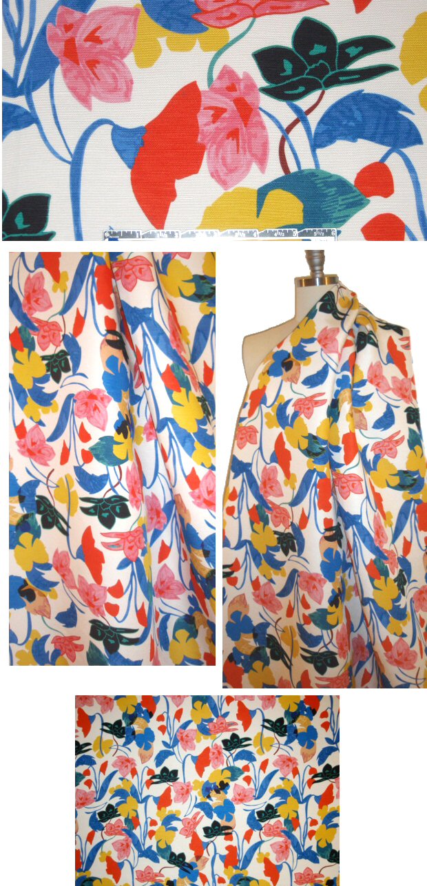 NY designer painter's flowers cotton/silk pique'