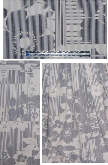 NY designer black/white gray silhouette cotton voile .75 yds