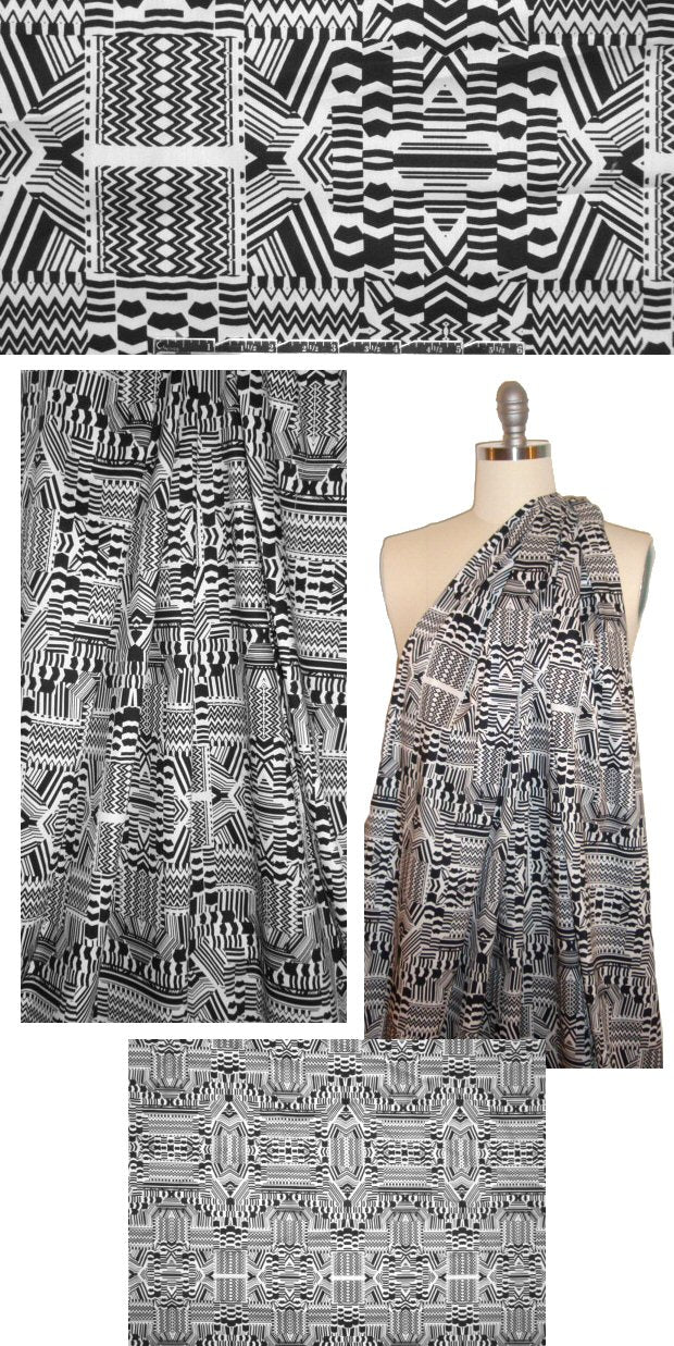 Italian cotton twill shirting - black/white graphic
