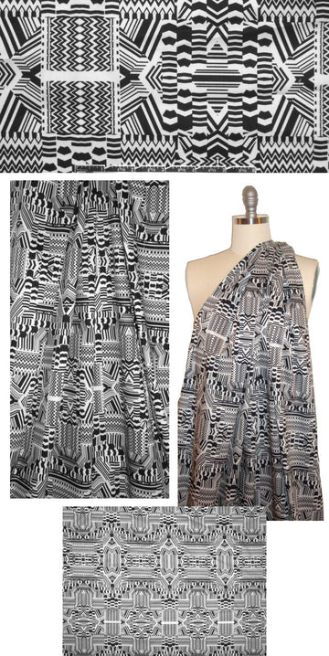 Italian cotton twill shirting - black/white graphic