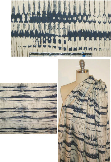 blue batiky abstract print cotton lawn