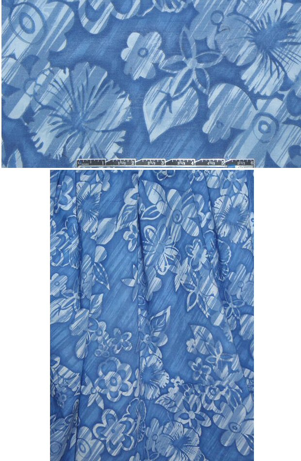 NY designer blue batiky floral cotton lawn 2 yd