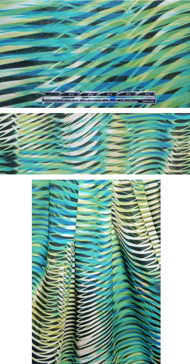 NY designer green/blue techno-ribbon cotton lawn