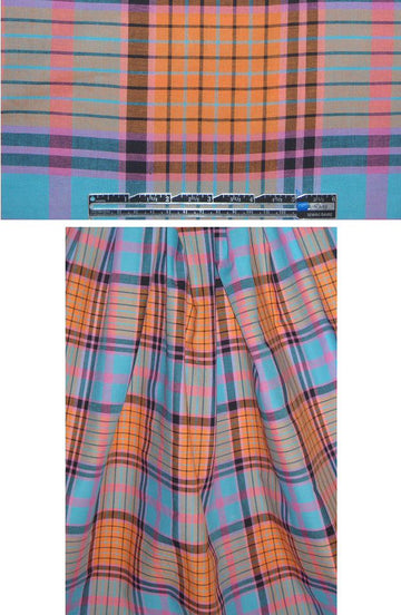 NY designer pretty yarn-dyed plaid cotton lawn 1.125 yds