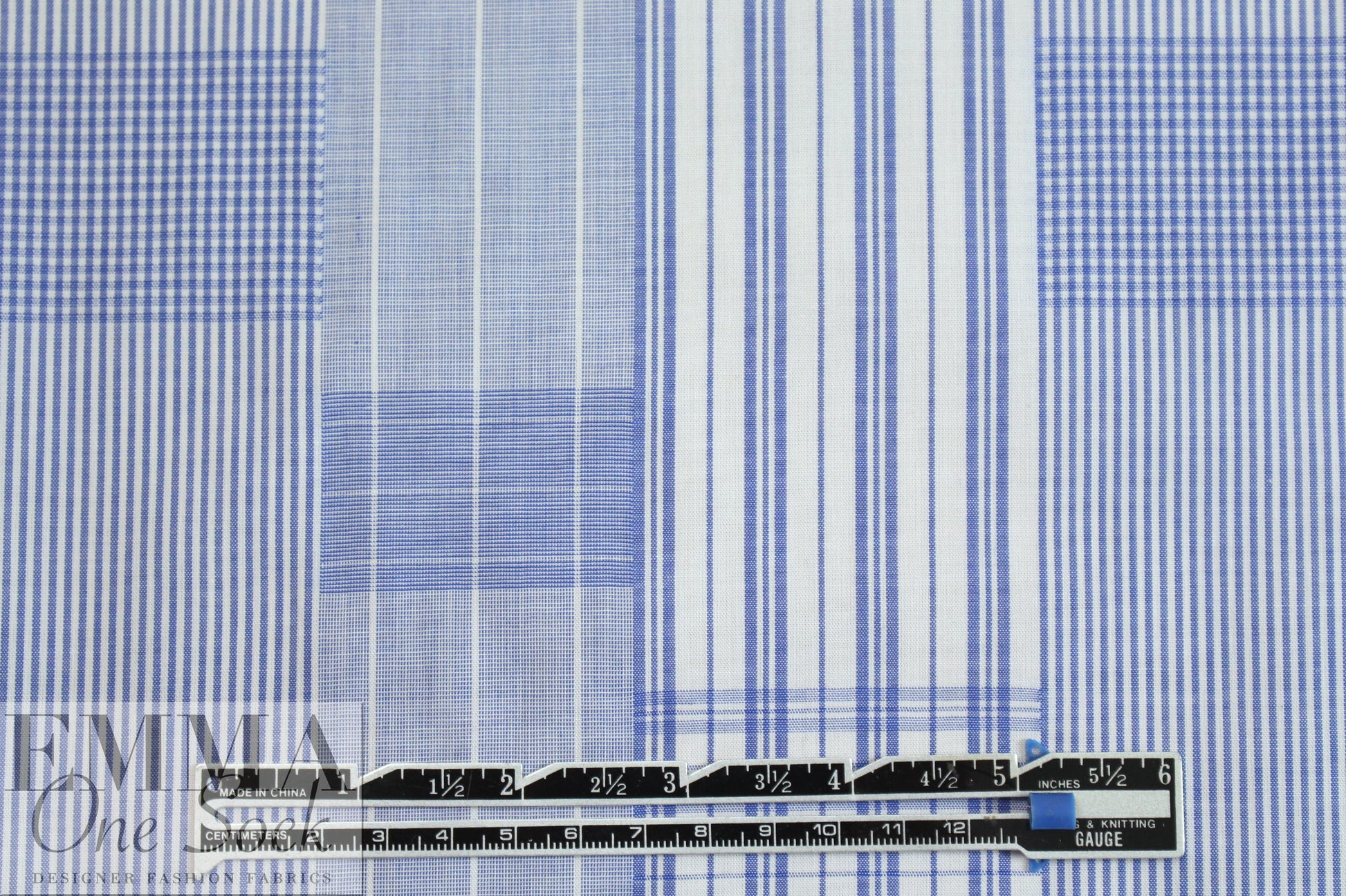 NY designer yarn-dyed blue patch cotton shirting