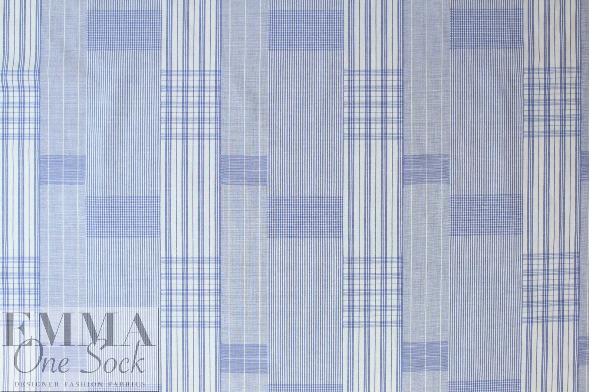 NY designer yarn-dyed blue patch cotton shirting .875 yds