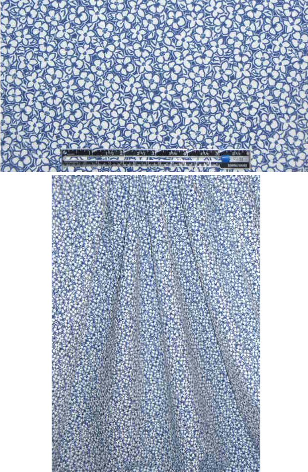 NY designer navy/white flowers poly 'taffeta' 2.2 yd