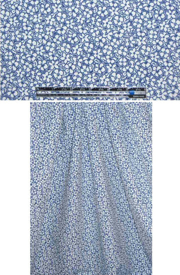 NY designer navy/white flowers poly 'taffeta' 2.2 yd