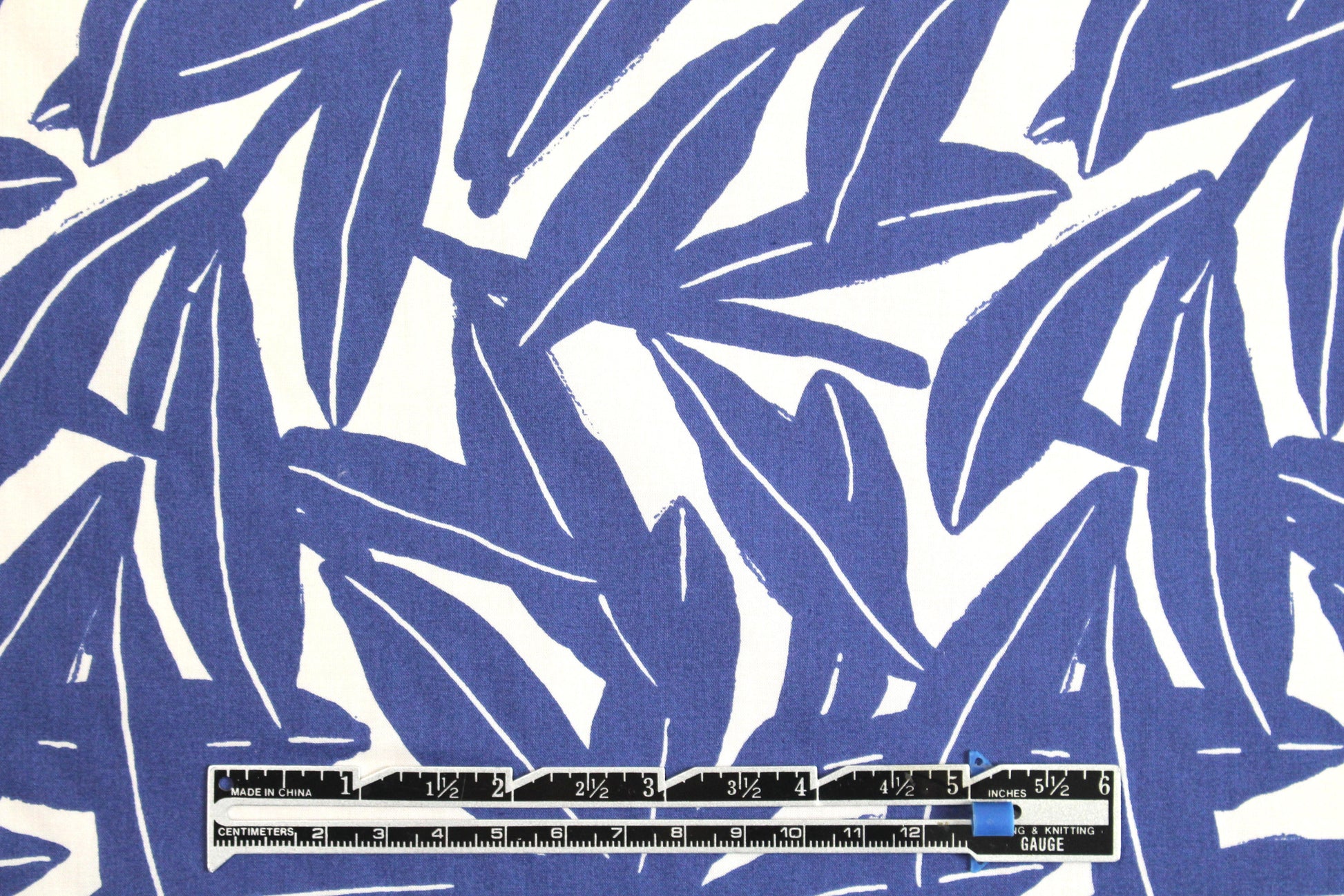 NY designer blue leaf print cotton woven 2.5 yds