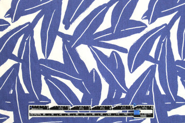 NY designer blue leaf print cotton woven 2.5 yds