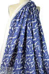 NY designer blue leaf print cotton woven