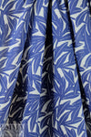 NY designer blue leaf print cotton woven