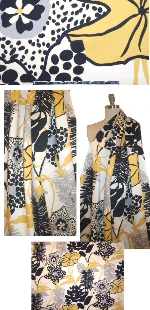 NY designer bold, stylized floral heavy cotton sateen 1.875 yd