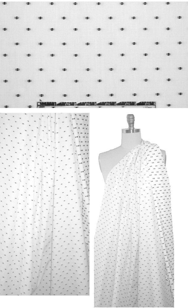 CA designer black on white clip dot cotton woven
